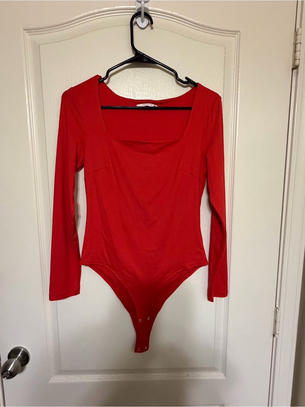 ReoRia Red Long-Sleeve Square Neck Bodysuit